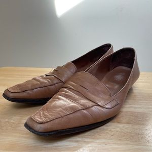 Tan leather loafers